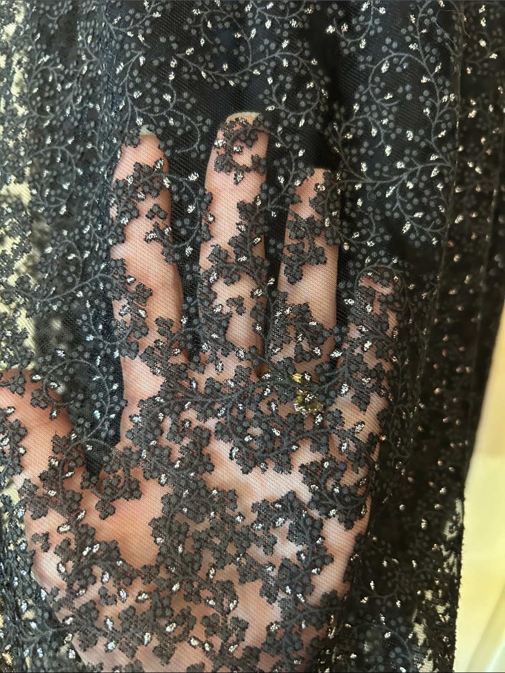 Tahari ASL Black Sparkle Lace Midi Dress size 6 - Picture 6 of 12